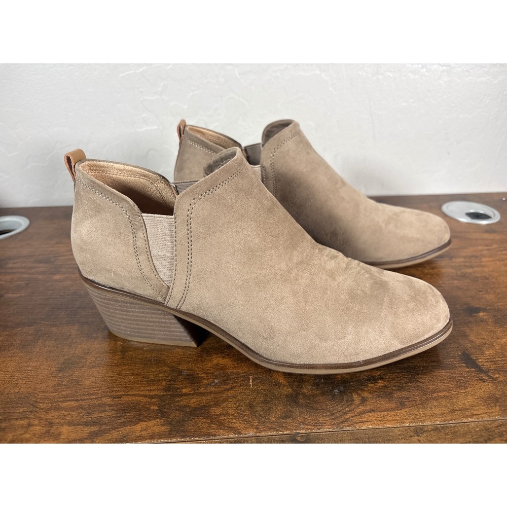 Dr Scholls Womens Taupe Faux Suede Ankle Booties Block Heel Size 11M